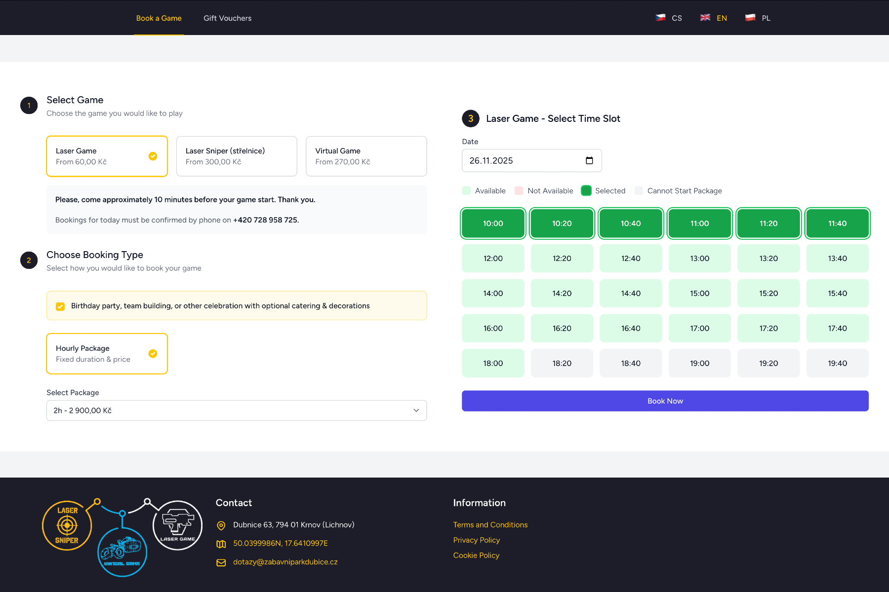 Rezervační systém pro zábavní park